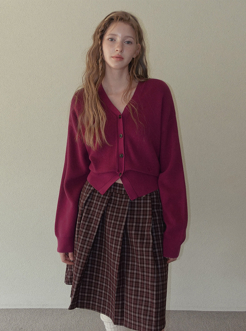 Wintz check pleated midi skirt
