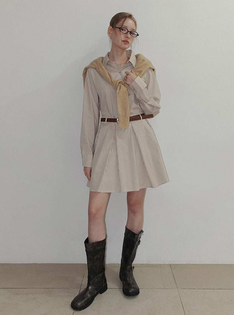 Perto stripe shirt mini dress (belt set)