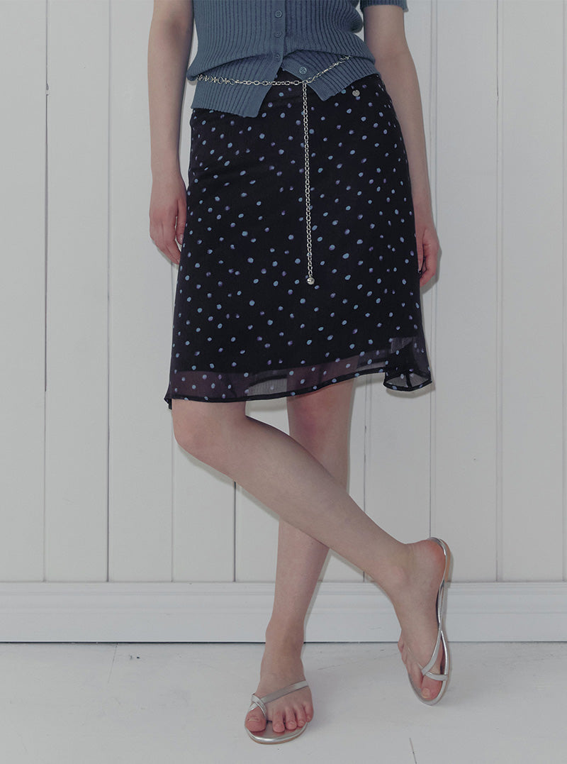 Tine dot chiffon midi skirt