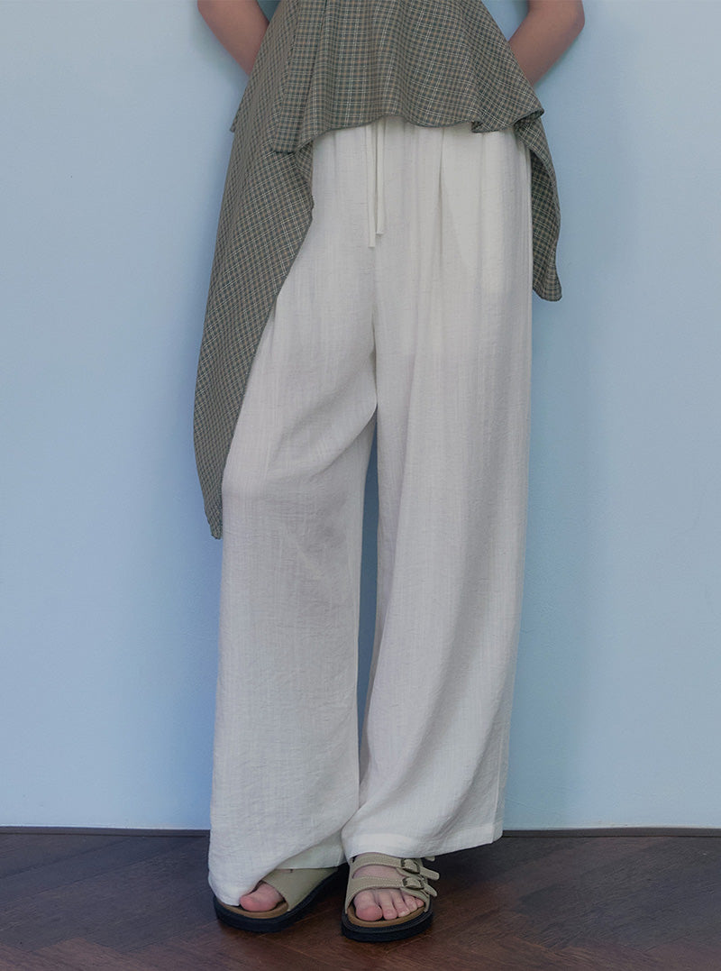 Ont linen pintuck banding long pants