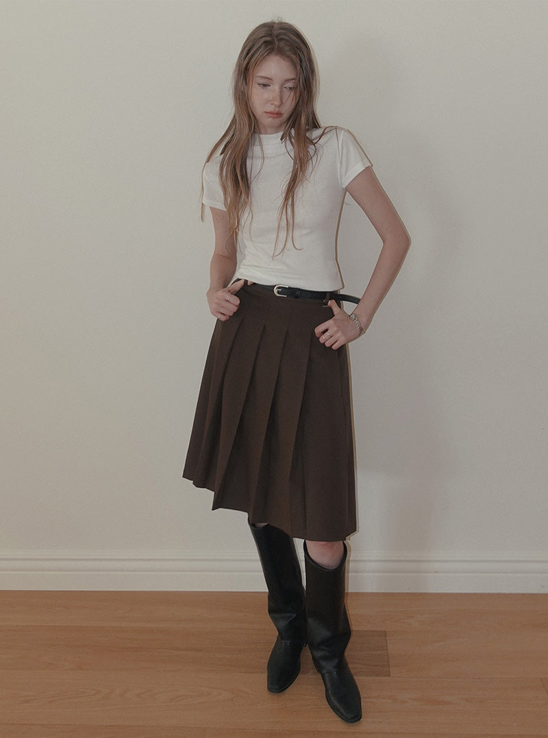 Imel pintuck pleated midi skirt (belt set)