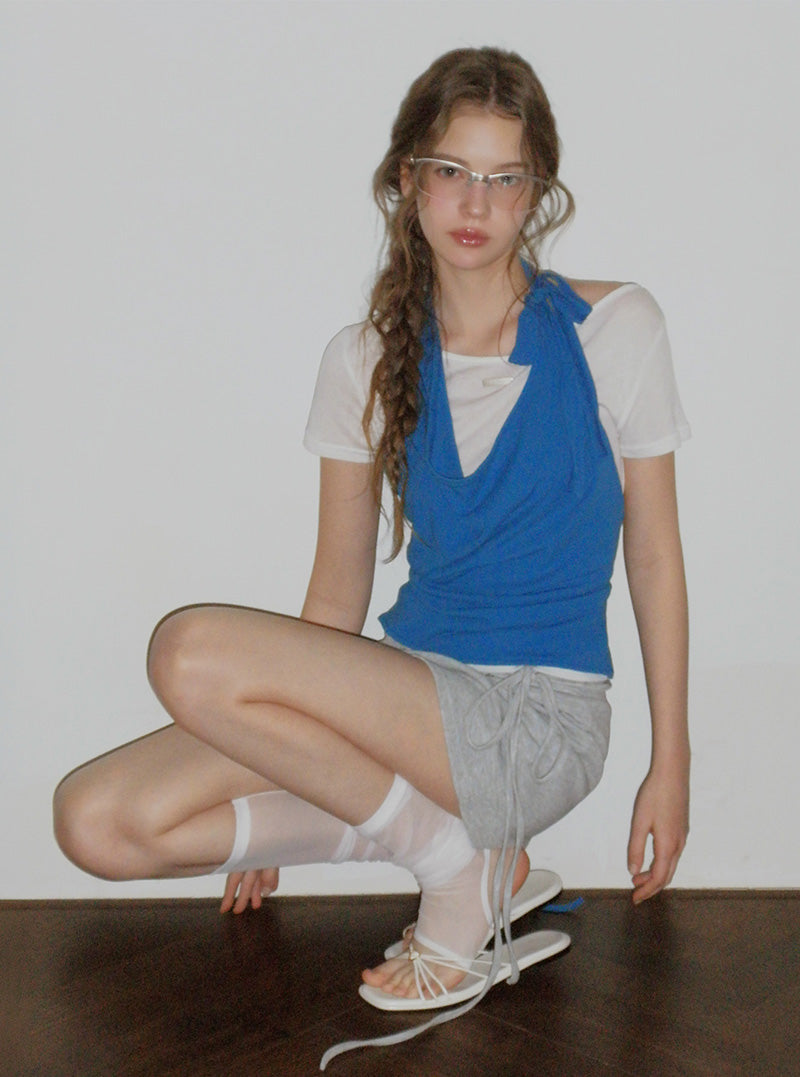 Berren halter neck sleeveless & long sleeve t-shirt set