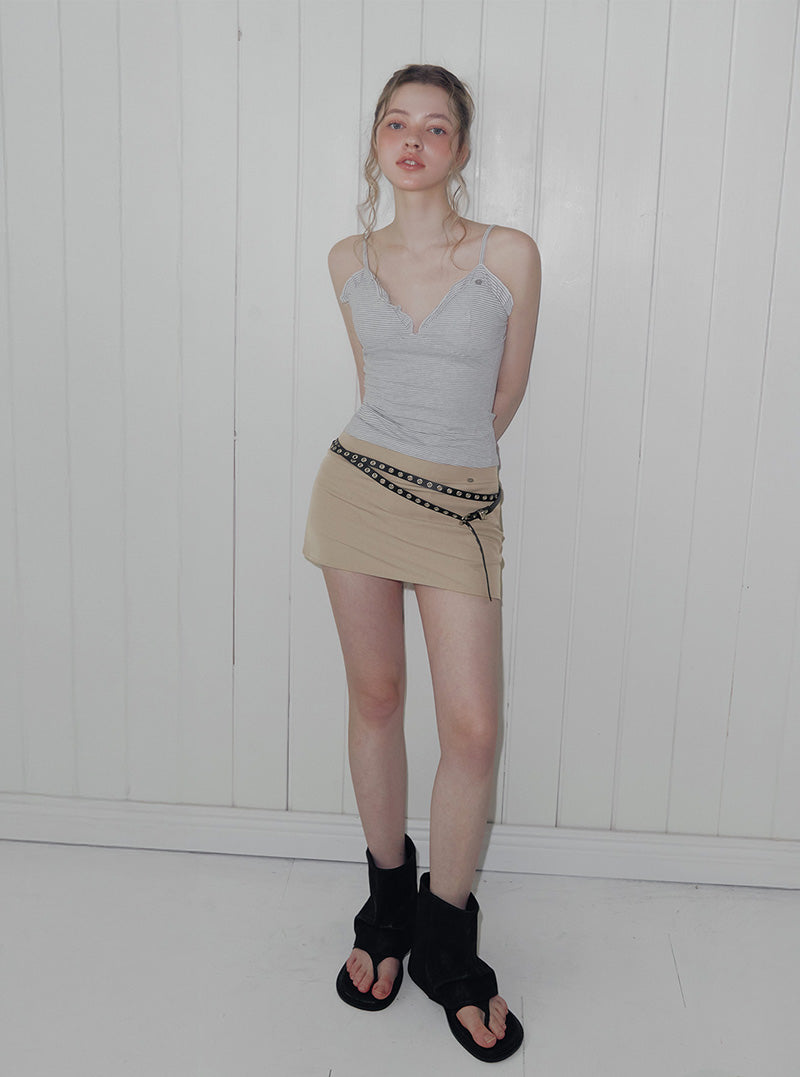 Pecan stripe built-in cap sleeveless