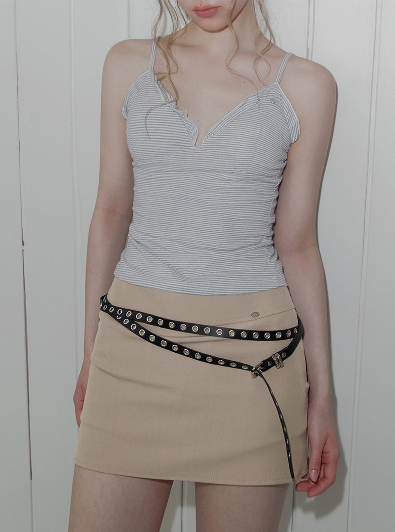 Dexy eyelet leather long belt