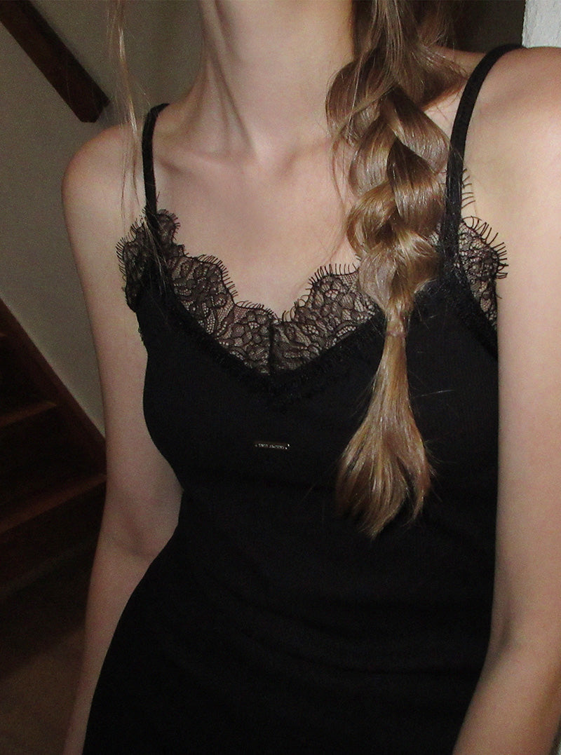 Reven lace ribbed long sleeveless top