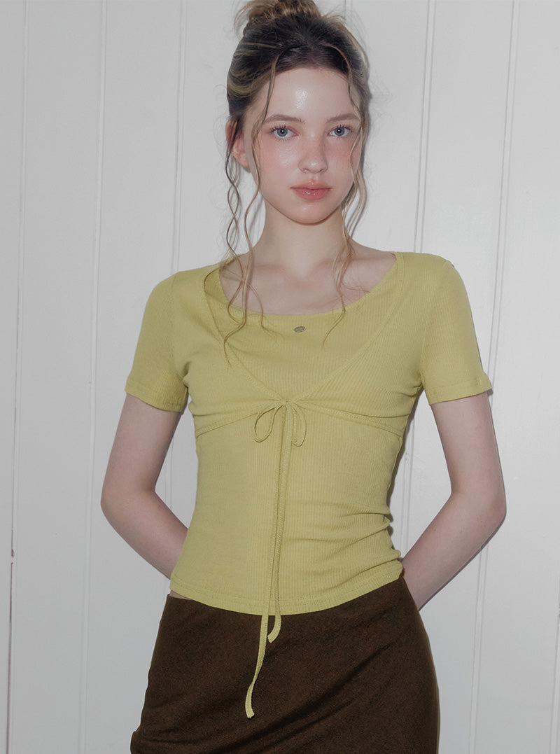 Plot wrap layered short sleeve t-shirt