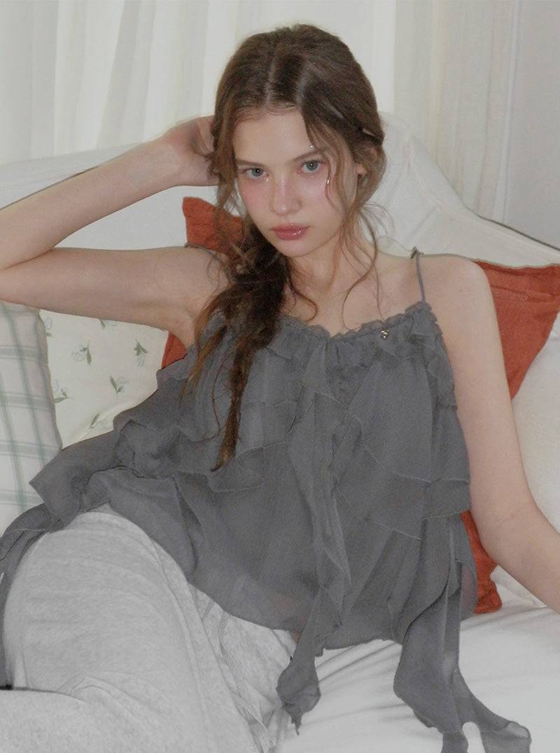 Poel tiered frill sleeveless blouse