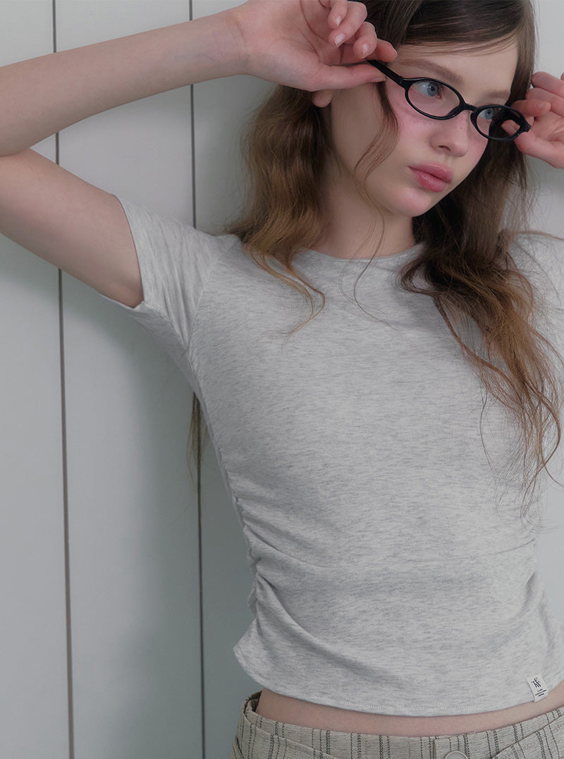 Gret slim shirring short sleeve t-shirt