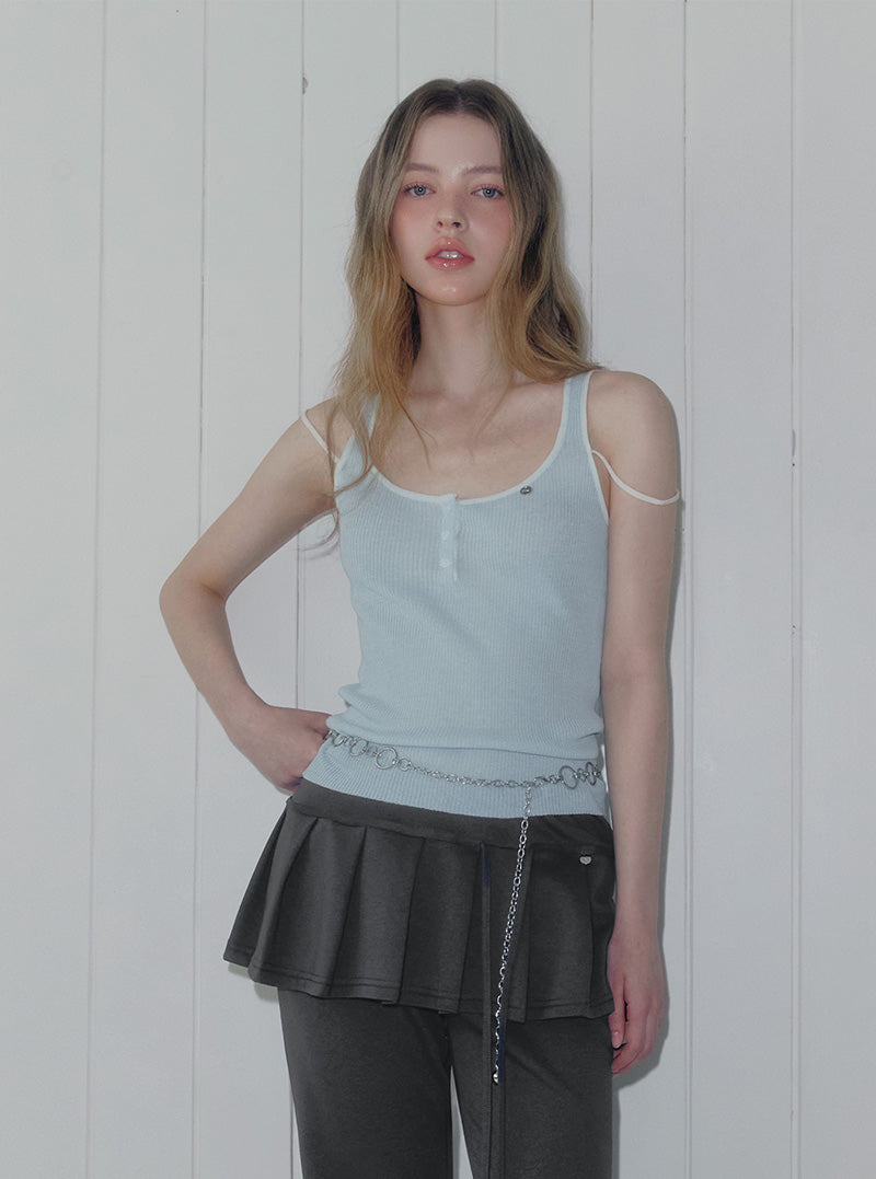 Tuden double strap button knit sleeveless