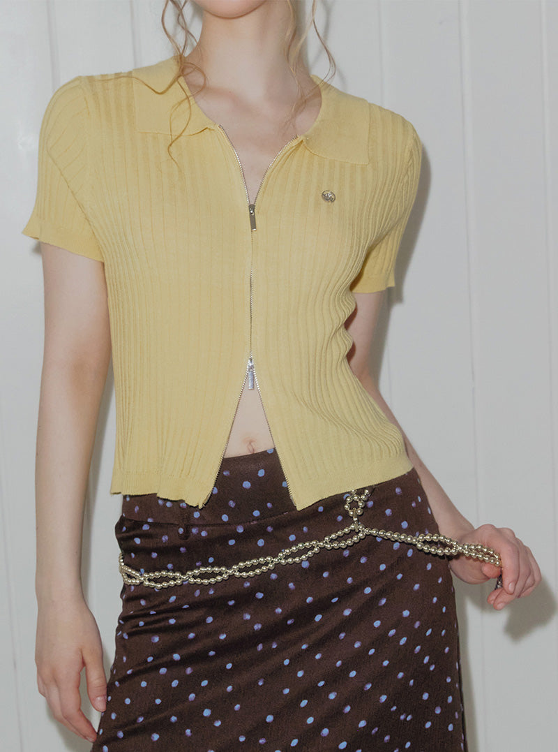 Ants collar two-way knit zip-up