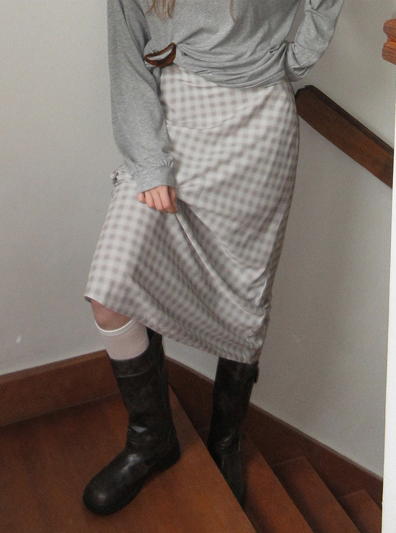 Kemil check long skirt
