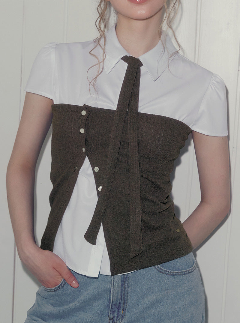 Tony ribbed button top (strap set)