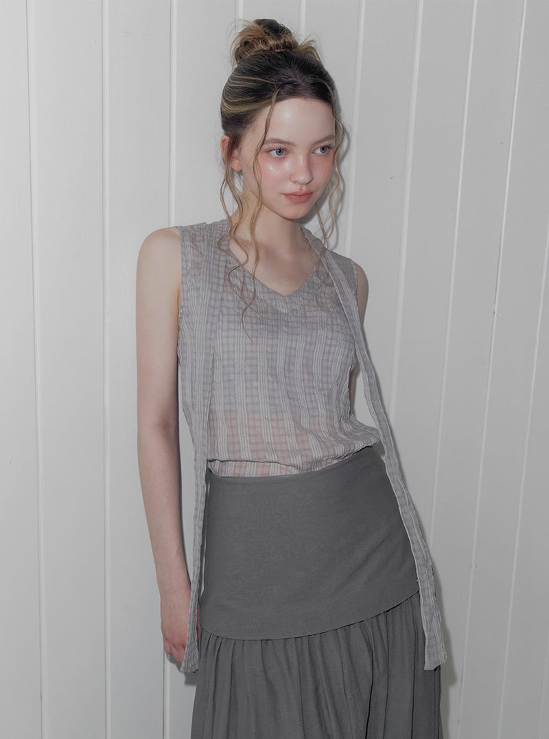 Peson check strap unbalanced blouse