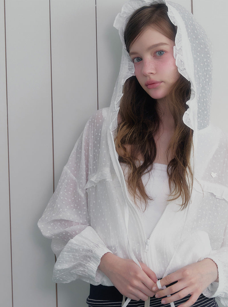 Tieon frill lace hood wind jumper