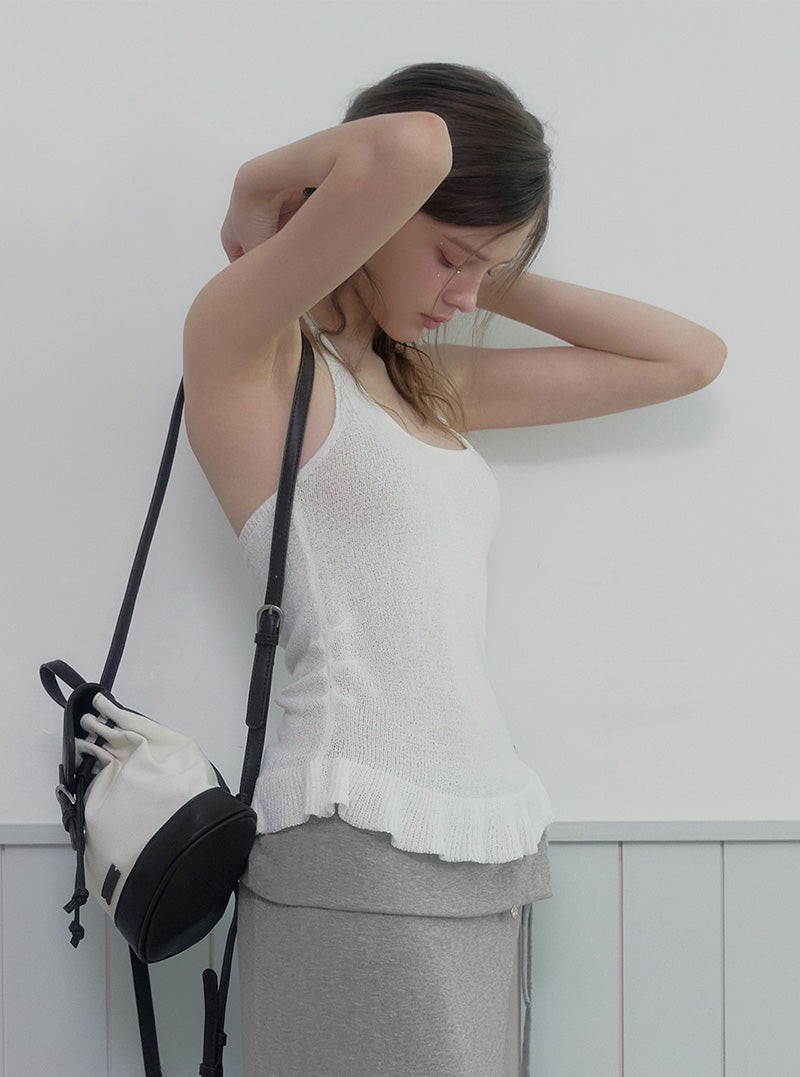 Cheite halterneck knit frill sleeveless
