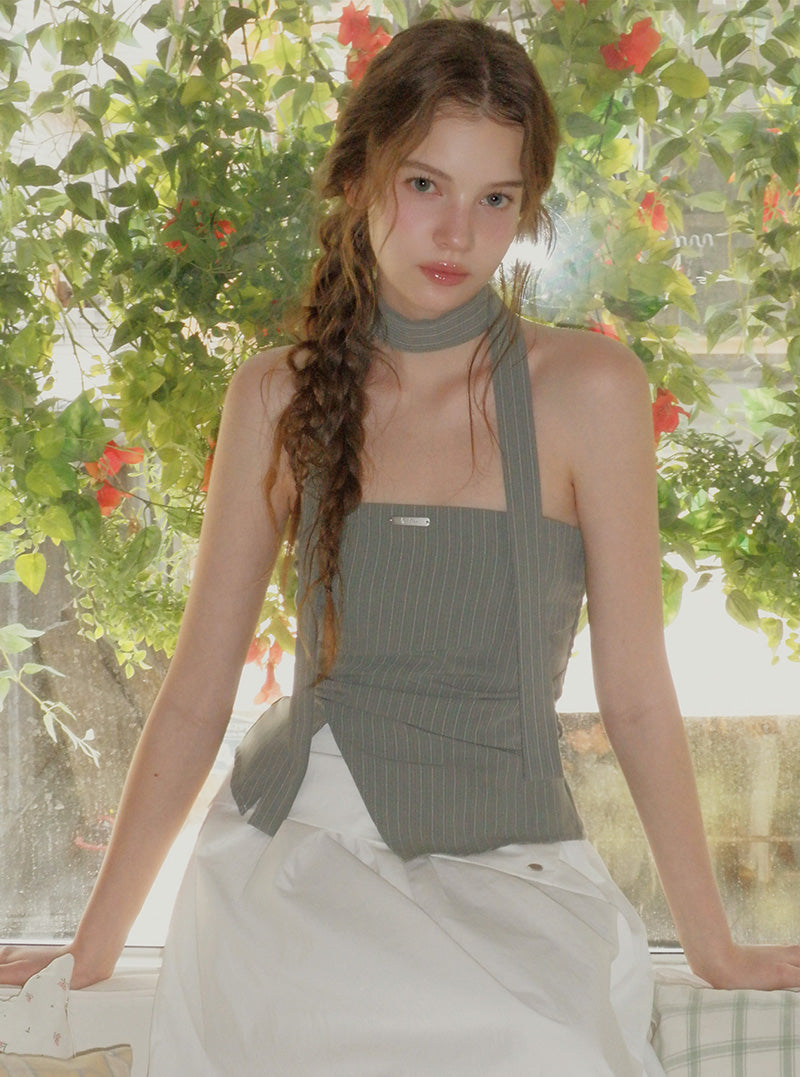 Kalle stripe folding top blouse strap set