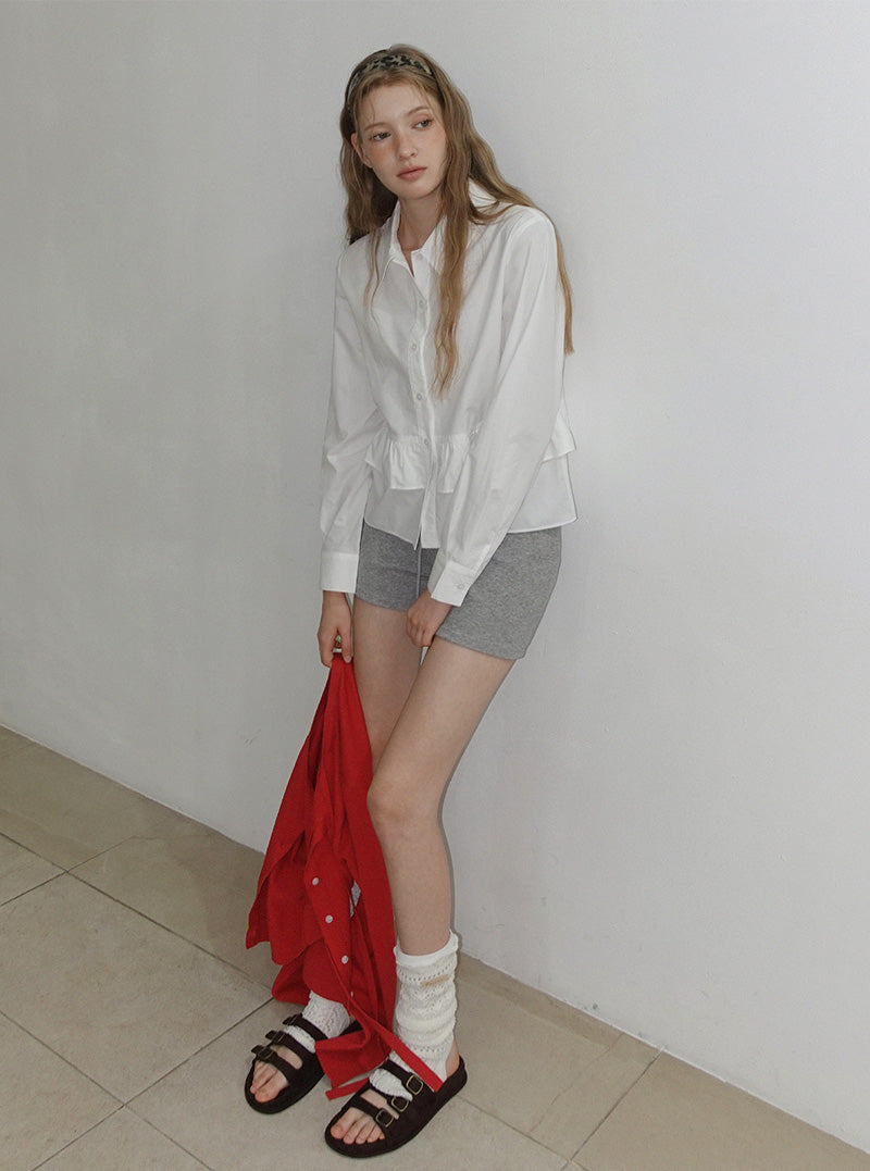 Roten ruffle layered long sleeve shirt