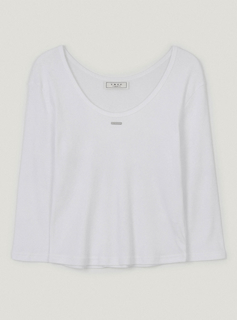 Herit basic U-neck three-quarter sleeve T-shirt