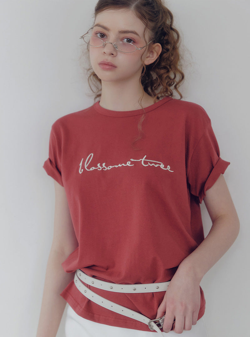 Poezi Big Lettering Embroidered T-Shirt