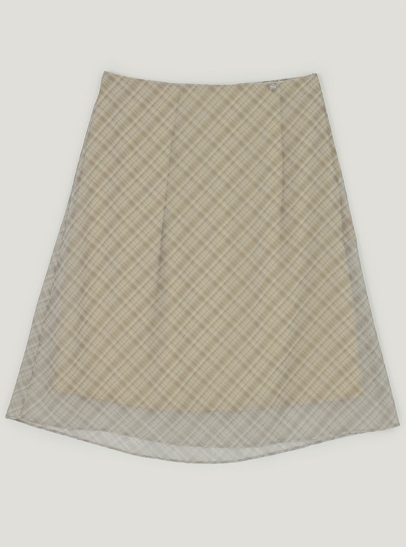 Deotz check banding midi skirt