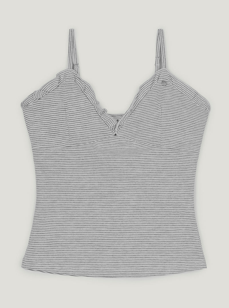 Pecan stripe built-in cap sleeveless