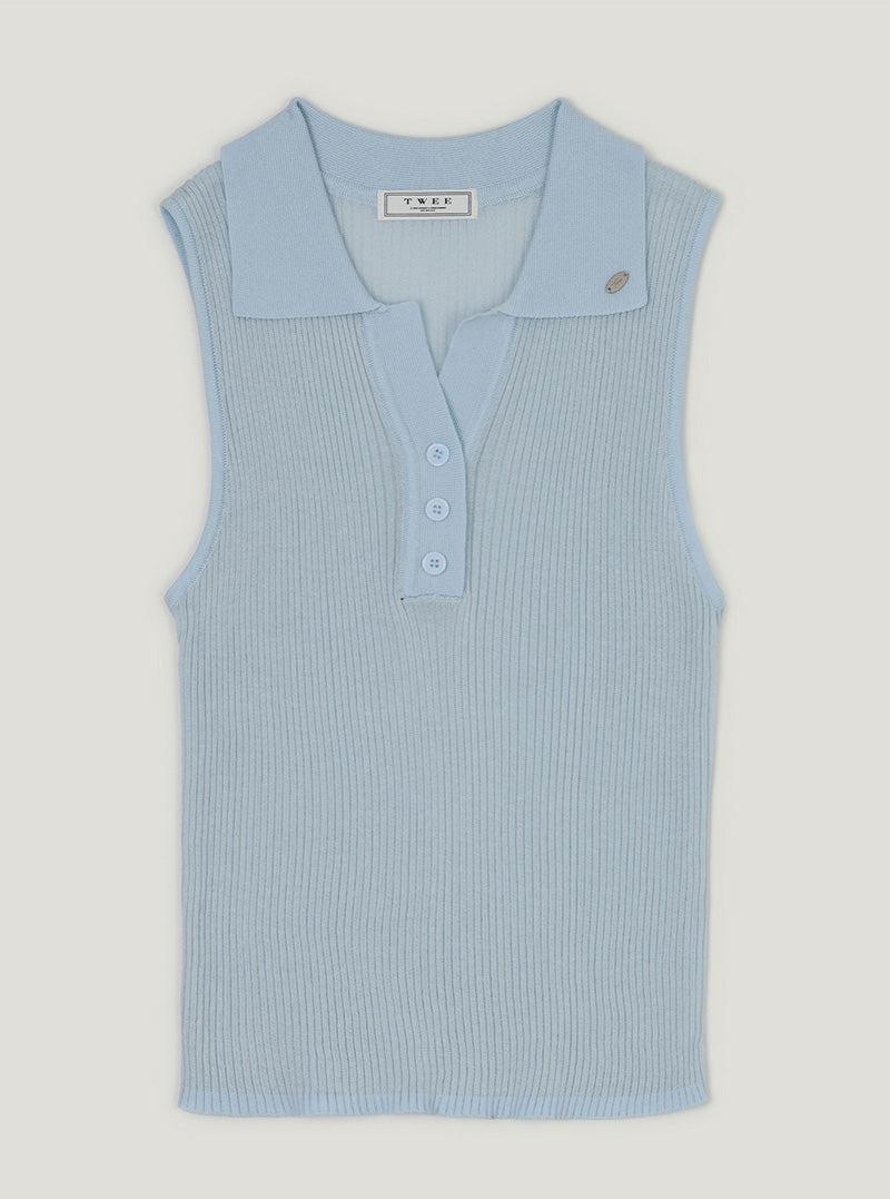 Richi collar button knit sleeveless