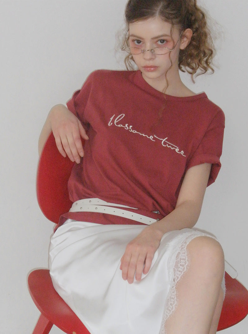 Poezi Big Lettering Embroidered T-Shirt
