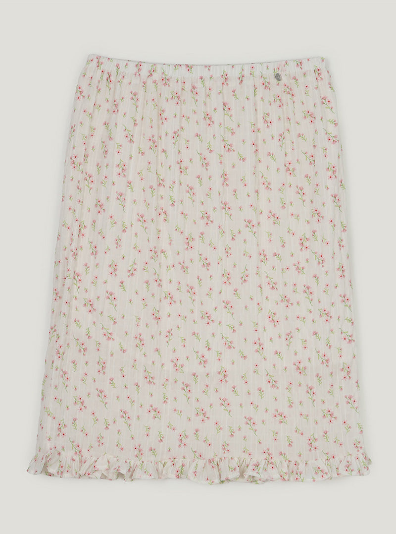 Lundi flower wrinkle midi skirt