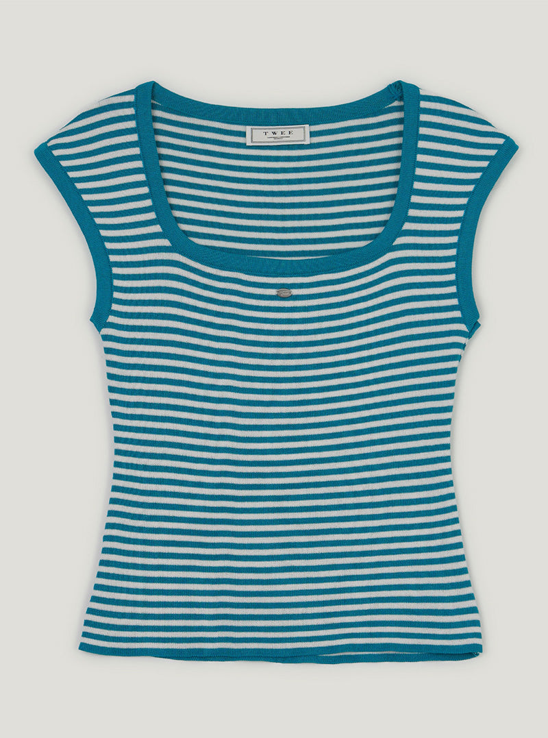 Poin stripe square knit sleeveless