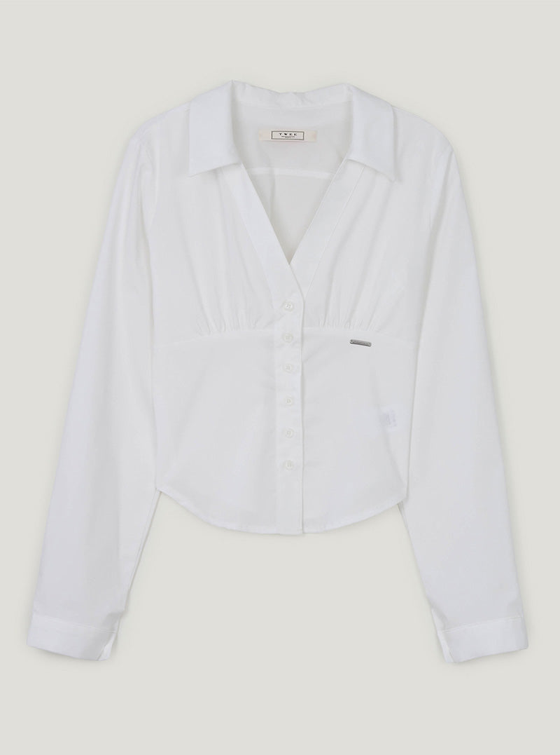 Sihen V-neck slim long sleeve shirt
