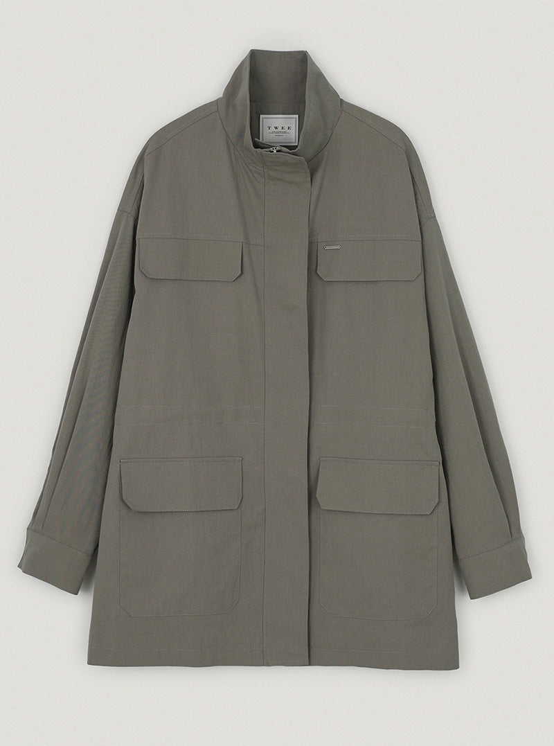 Ret pocket high-neck half field jacket