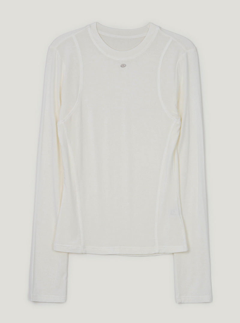Gat panel round neck long sleeve T-shirt