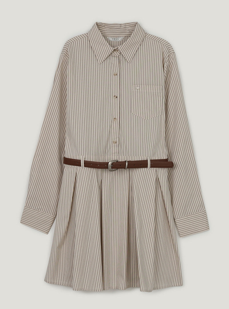 Perto stripe shirt mini dress (belt set)