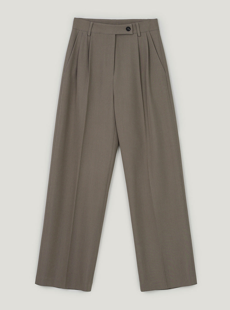 Pendil asymmetric button pintuck wide long slacks pants