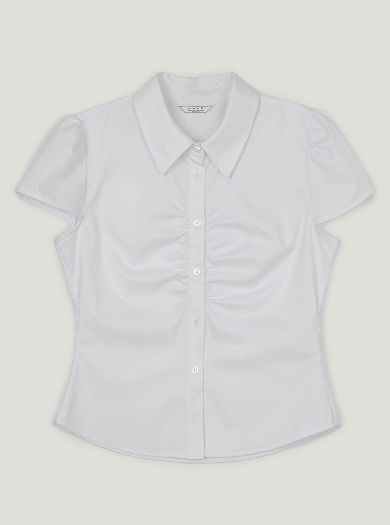 Uple shirring collar short sleeve blouse