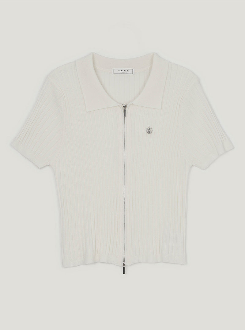 Ants collar two-way knit zip-up