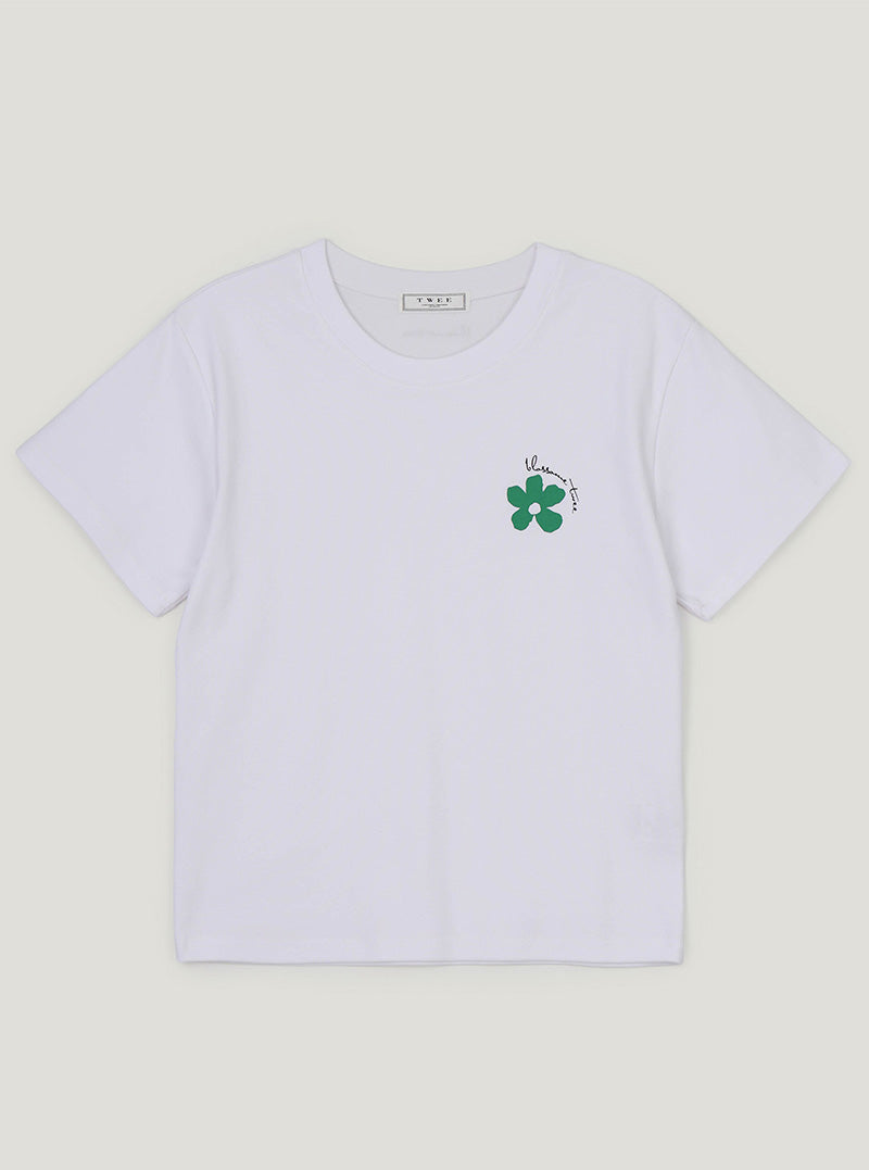 Reon flower printing short sleeve t-shirt