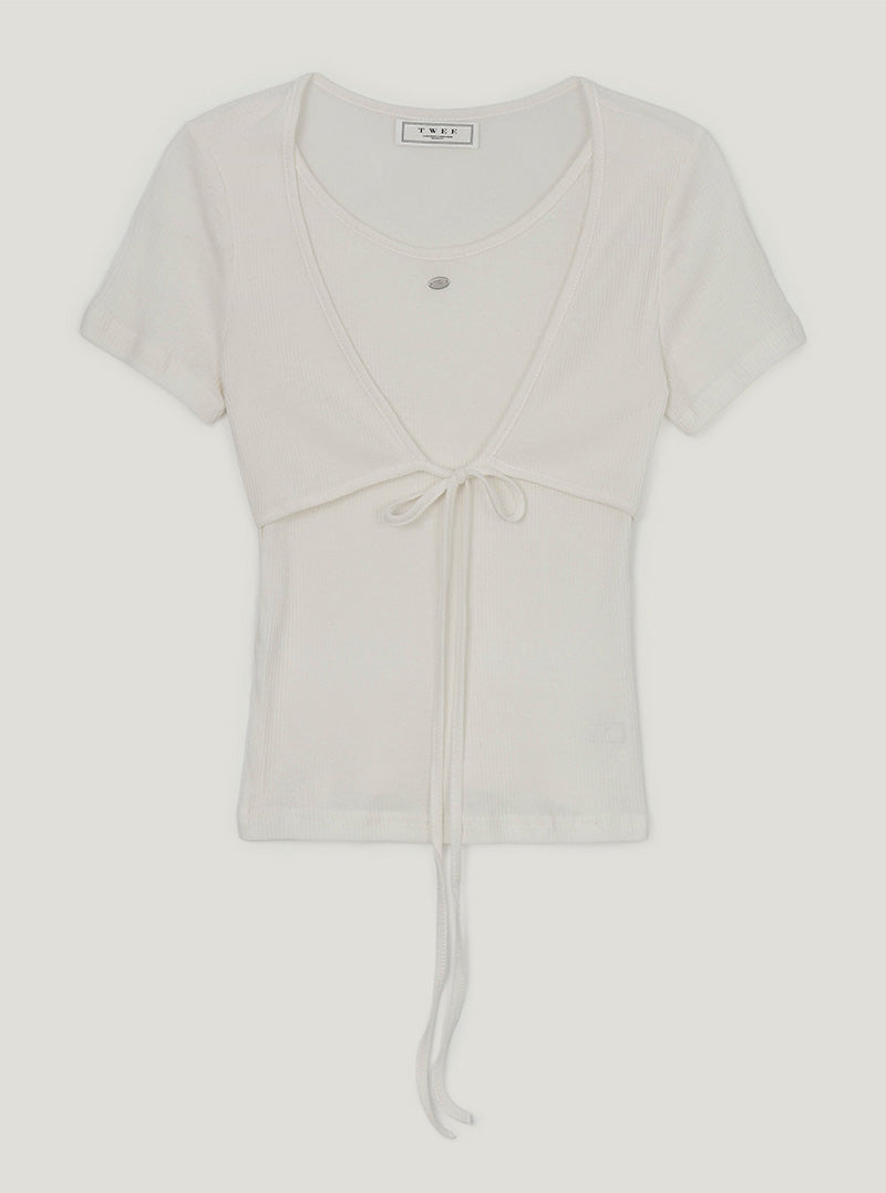 Plot wrap layered short sleeve t-shirt