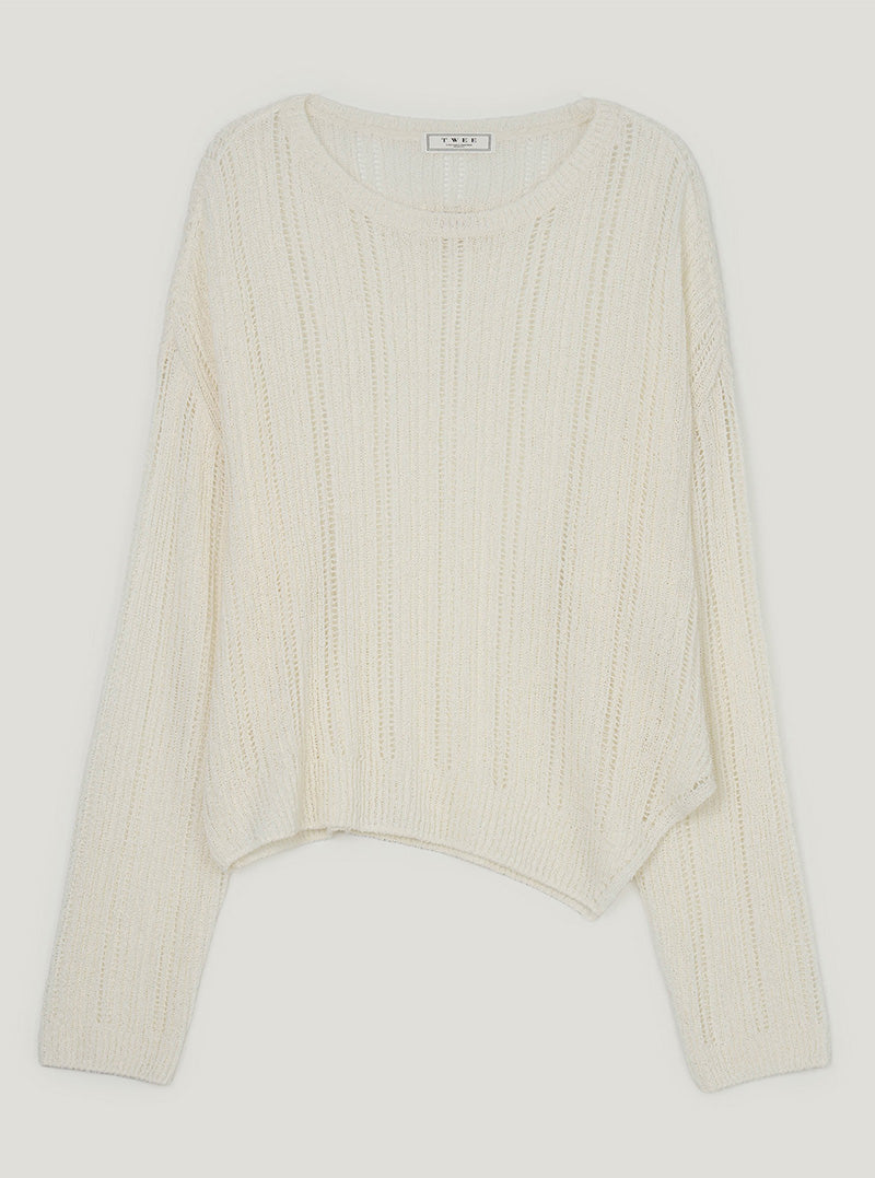 Thunder unbalance slit long sleeve knit