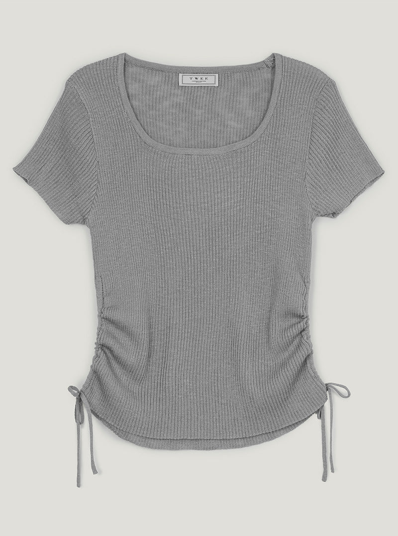 Lilpin shirring square short sleeve knit