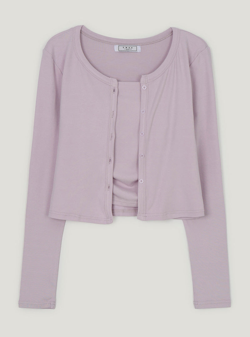 Moel Soft Sleeveless Cap Cardigan Set