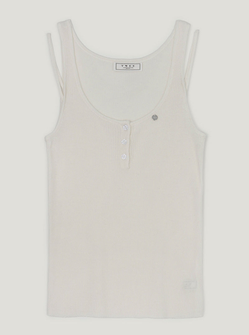 Tuden double strap button knit sleeveless