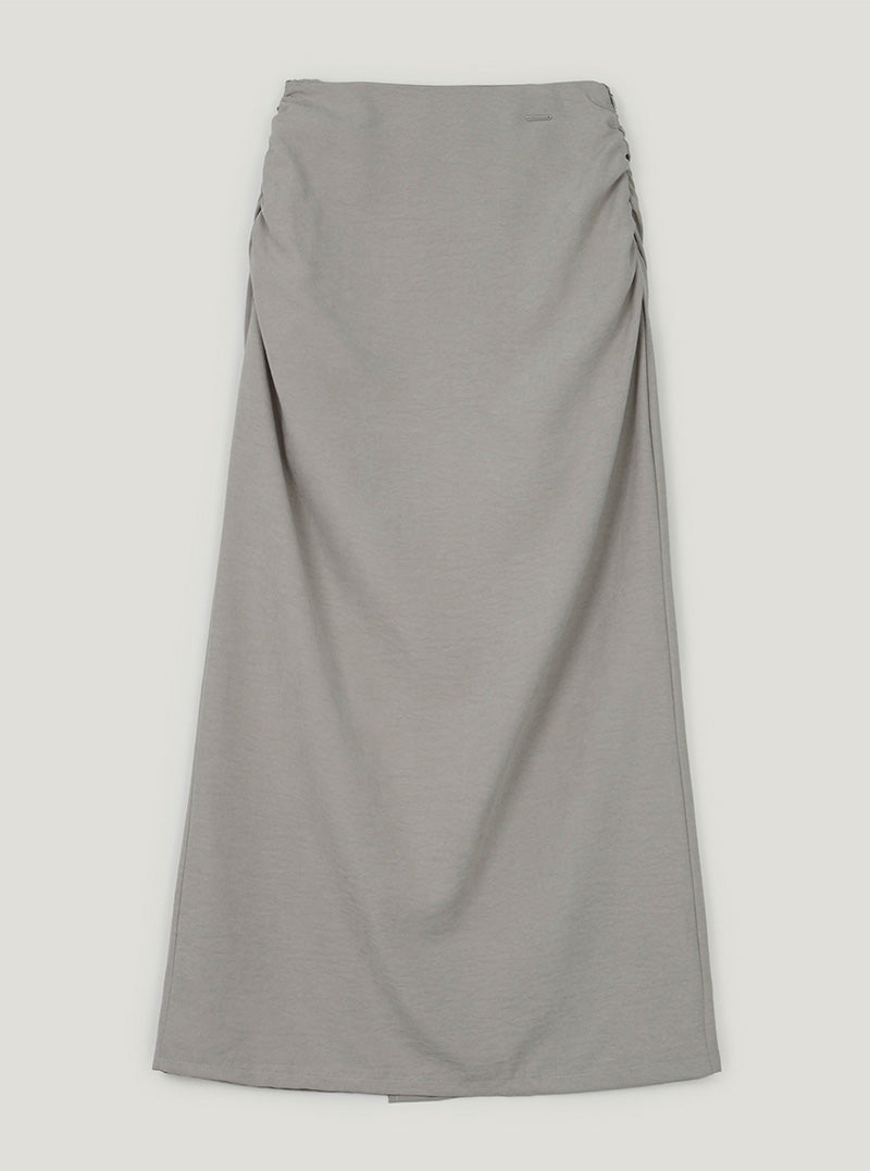 Ringto suede shirring long skirt
