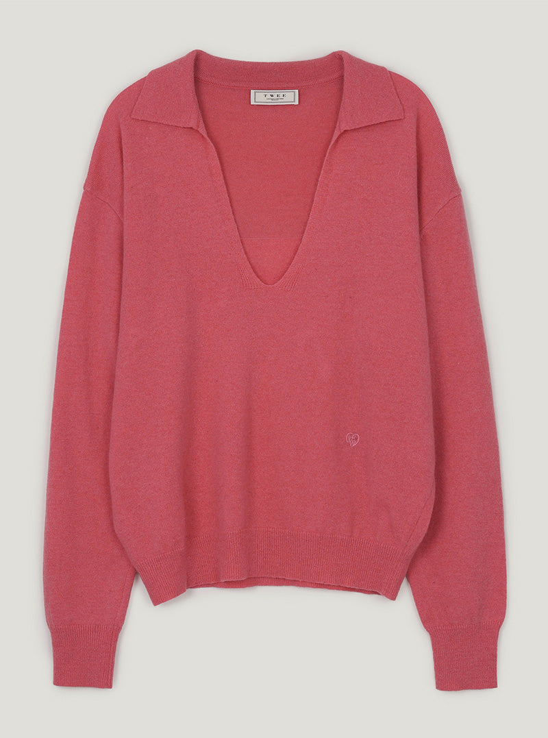 Bwen deep V-neck collar long sleeve knit