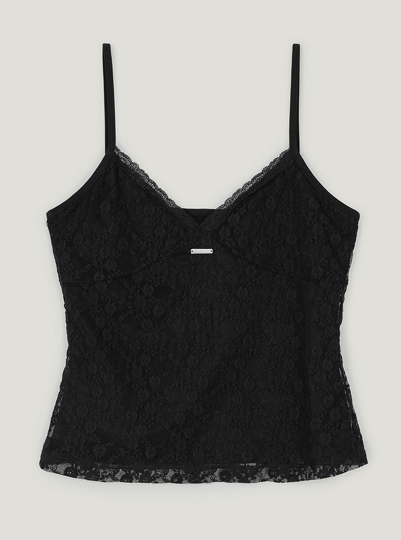 Ribv lace V-neck sleeveless top