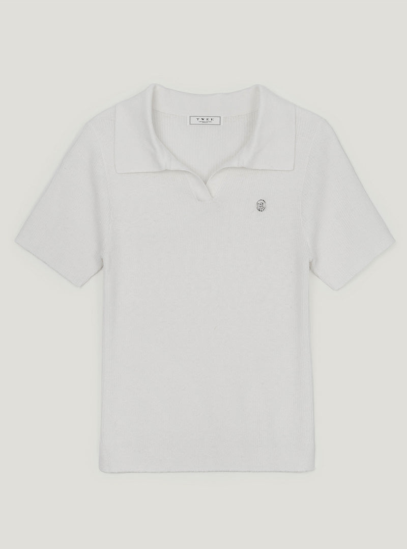 Rildin open collar short sleeve knit
