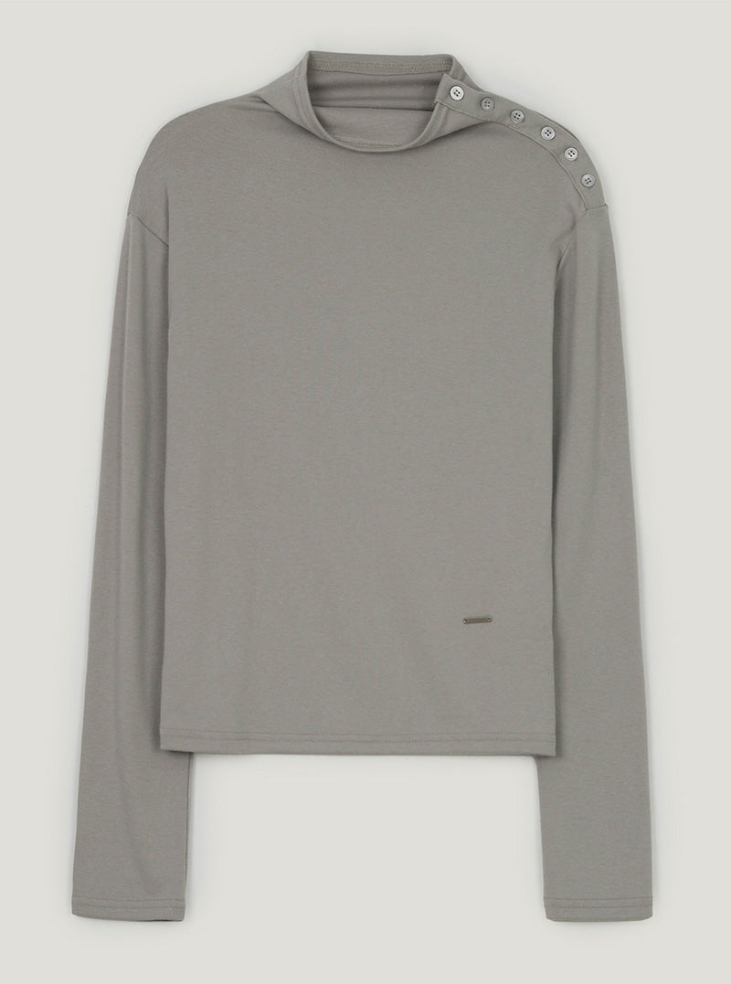 Hate button mock neck long sleeve T-shirt
