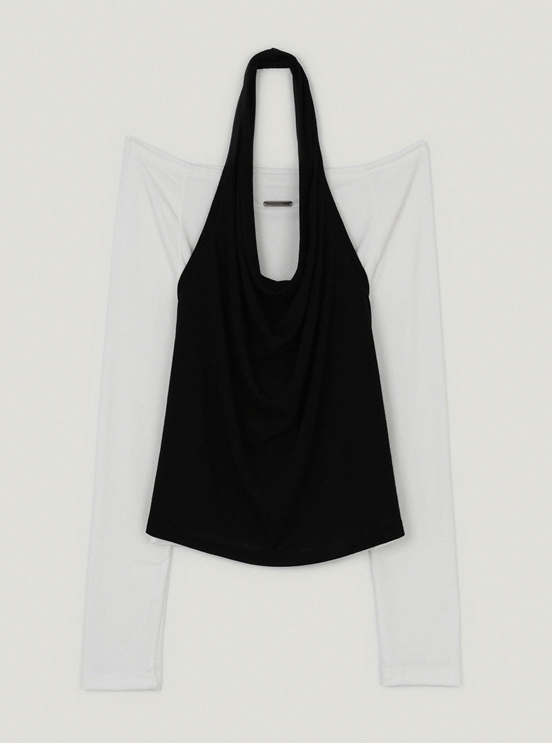 Lenin off-shoulder long sleeve T-shirt and sleeveless top set
