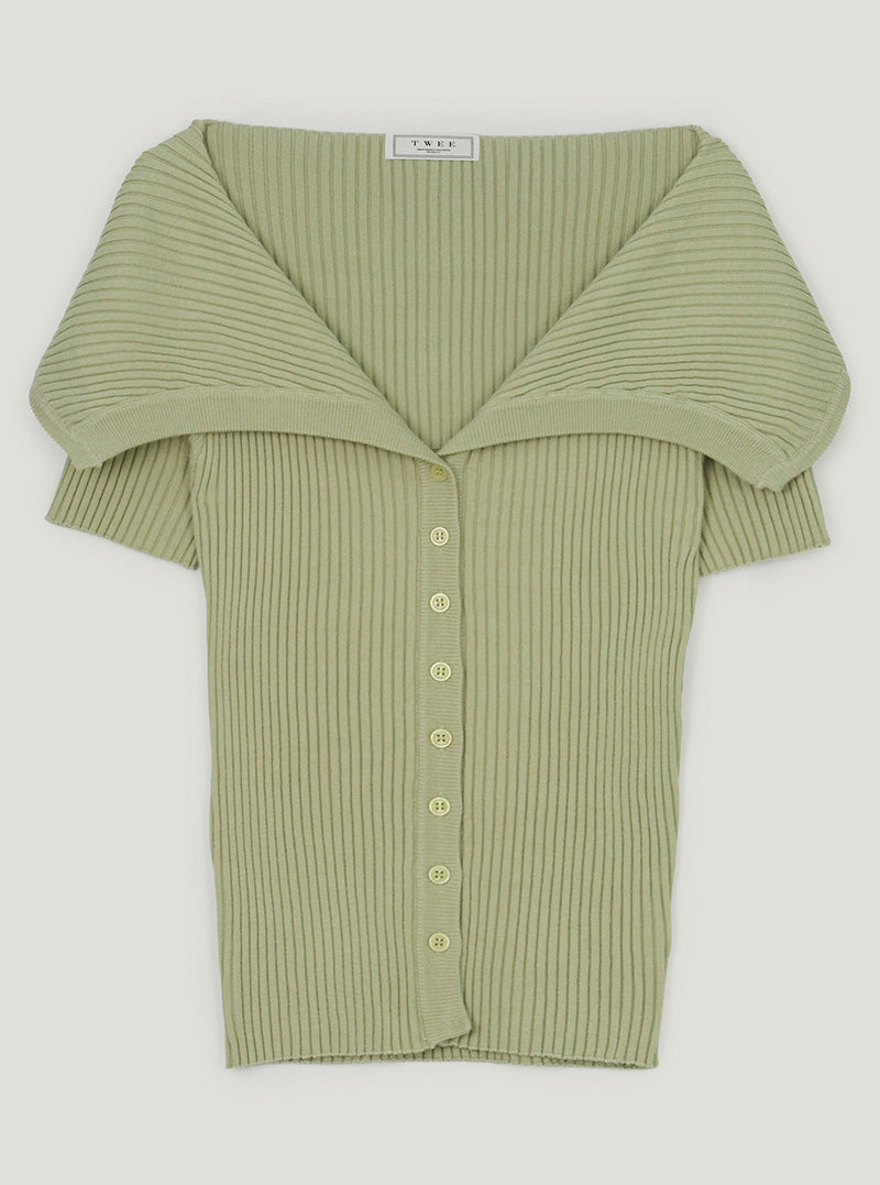 Neron off ribbed knit short sleeve cardigan