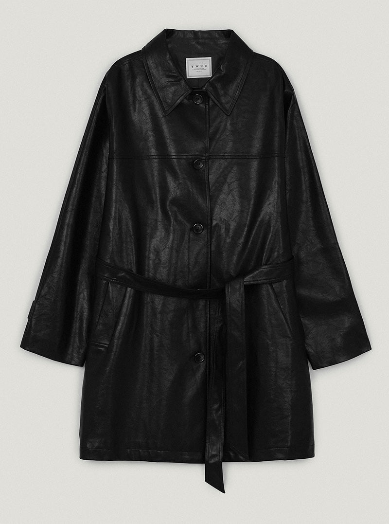Teron leather trench half jacket (strap set)